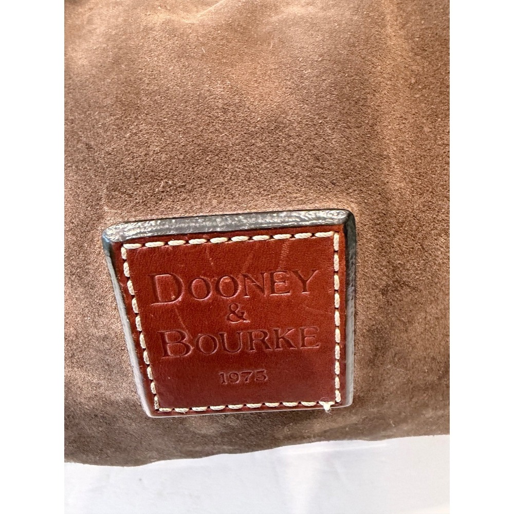 Dooney & Bourke Medium Brown  Suede Leather Scalloped Hobo Bag Purse - Picture 2 of 8